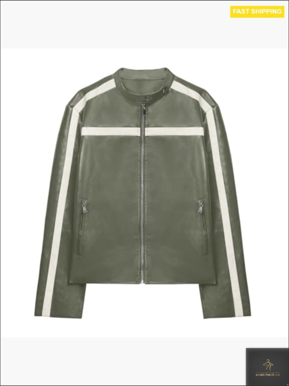 Faux Leather Bomber Jacket Vintage Y2K Moto Zip Up Racing Coat - Picture 5 of 6